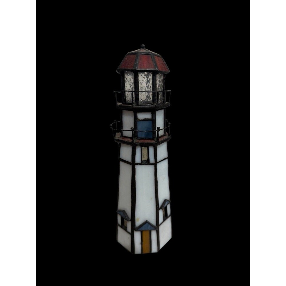 Meyda Tiffany J. Alaric Lighthouse Stained Glass Lamp Exterior No Light Kit